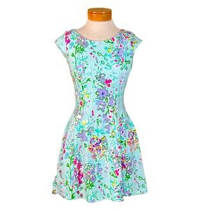 Lilly Pulitzer Knit Fit & Flare Lined Floral Print Dress with Cap Sleeve…
